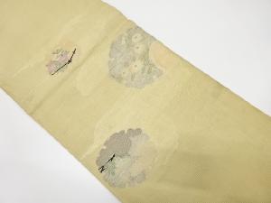 アンティーク　紗　雪輪に万寿菊模様織り出し丸帯（材料）